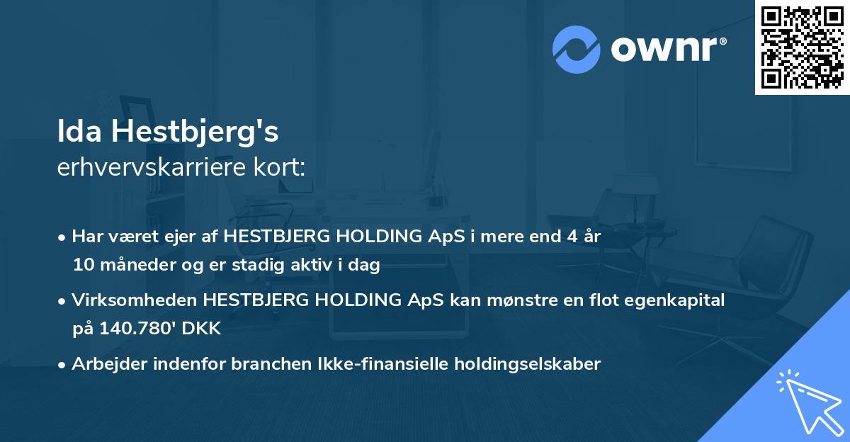 Ida Hestbjerg's erhvervskarriere kort