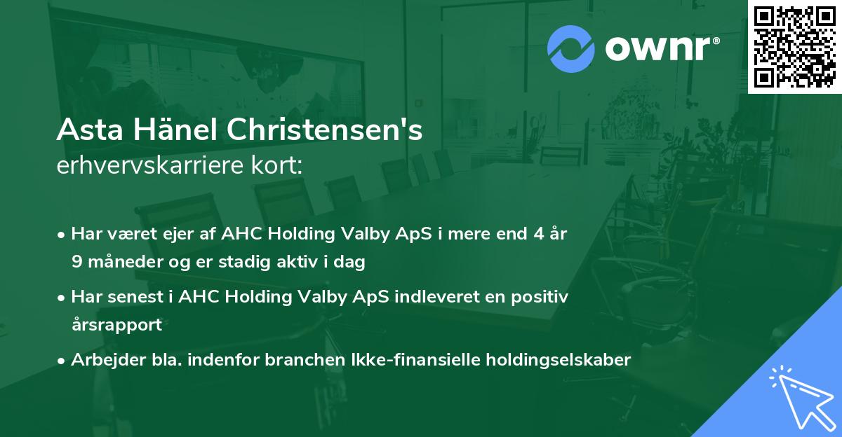 Asta Hänel Christensen's erhvervskarriere kort