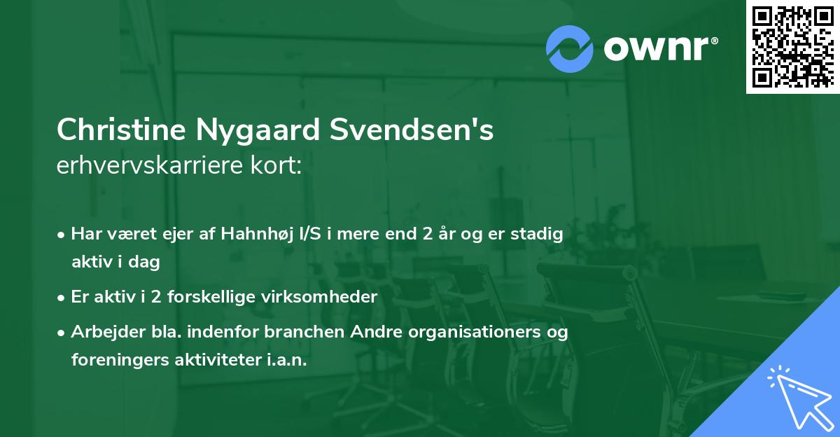 Christine Nygaard Svendsen's erhvervskarriere kort
