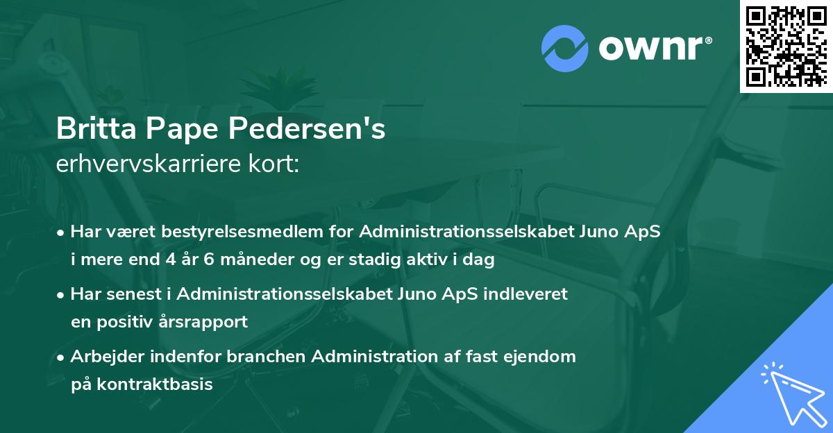 Britta Pape Pedersen's erhvervskarriere kort