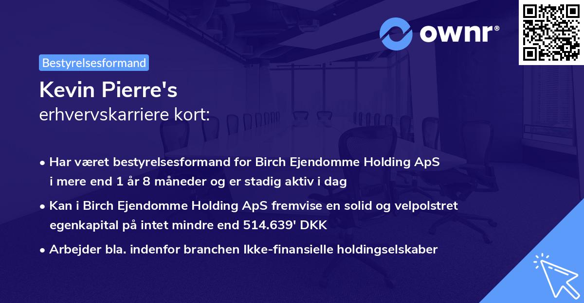 Kevin Pierre's erhvervskarriere kort