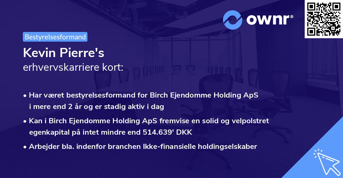 Kevin Pierre's erhvervskarriere kort