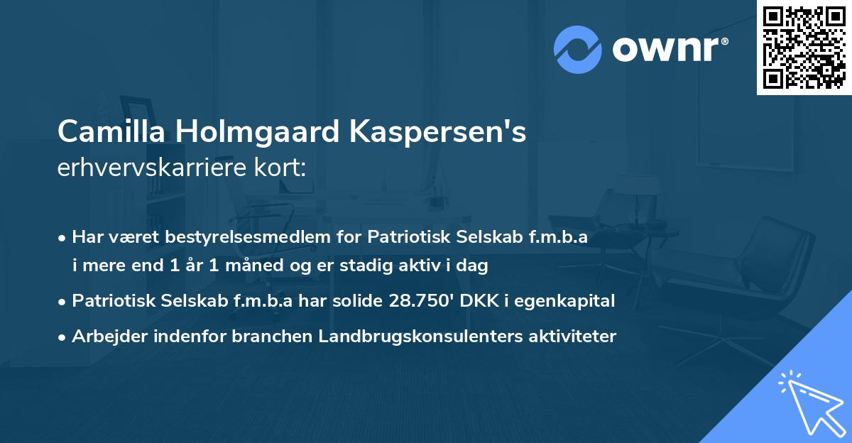 Camilla Holmgaard Kaspersen's erhvervskarriere kort