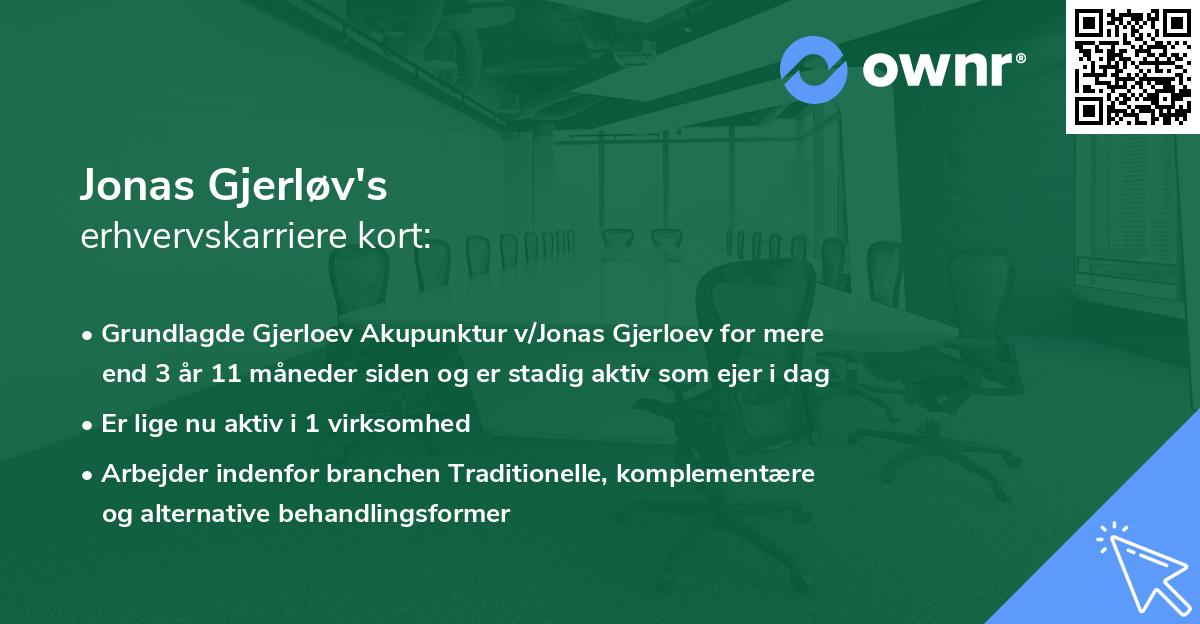 Jonas Gjerløv's erhvervskarriere kort