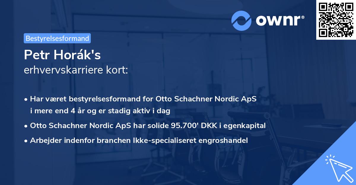 Petr Horák's erhvervskarriere kort