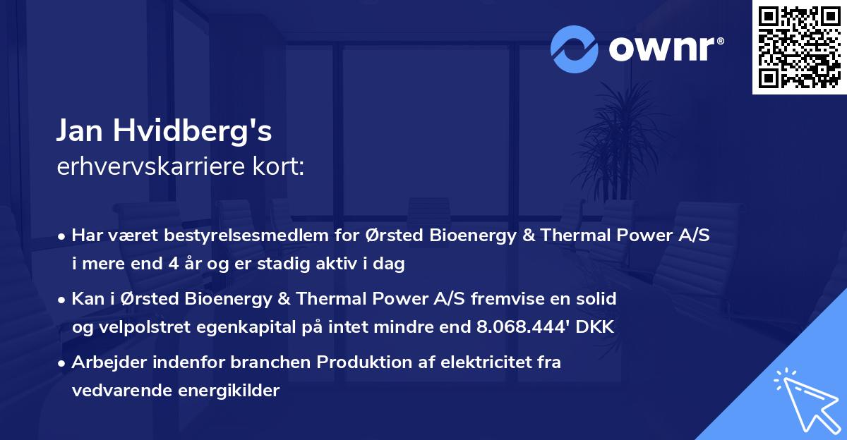 Jan Hvidberg's erhvervskarriere kort