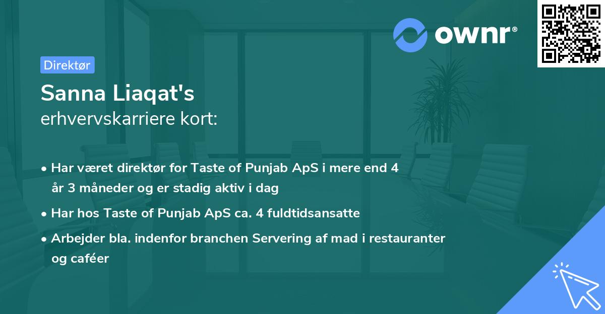 Sanna Liaqat's erhvervskarriere kort