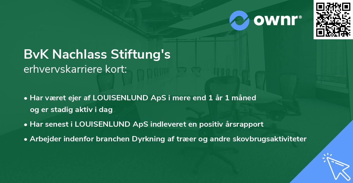 BvK Nachlass Stiftung's erhvervskarriere kort