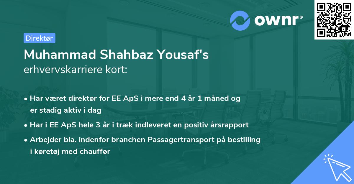 Muhammad Shahbaz Yousaf's erhvervskarriere kort