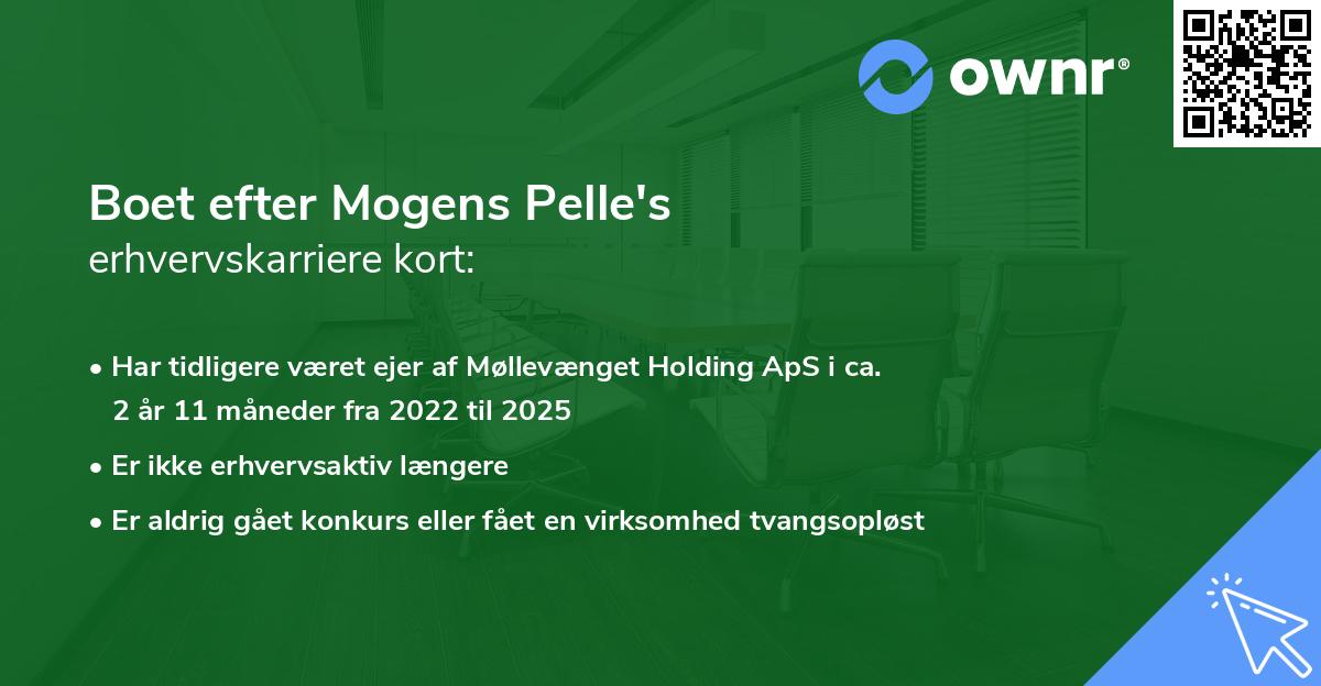 Boet efter Mogens Pelle's erhvervskarriere kort