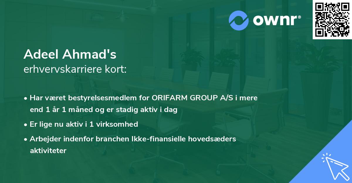 Adeel Ahmad's erhvervskarriere kort