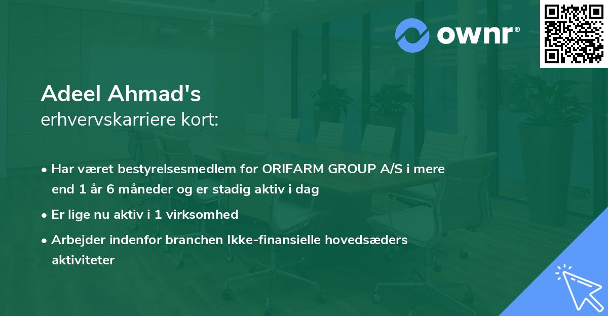 Adeel Ahmad's erhvervskarriere kort