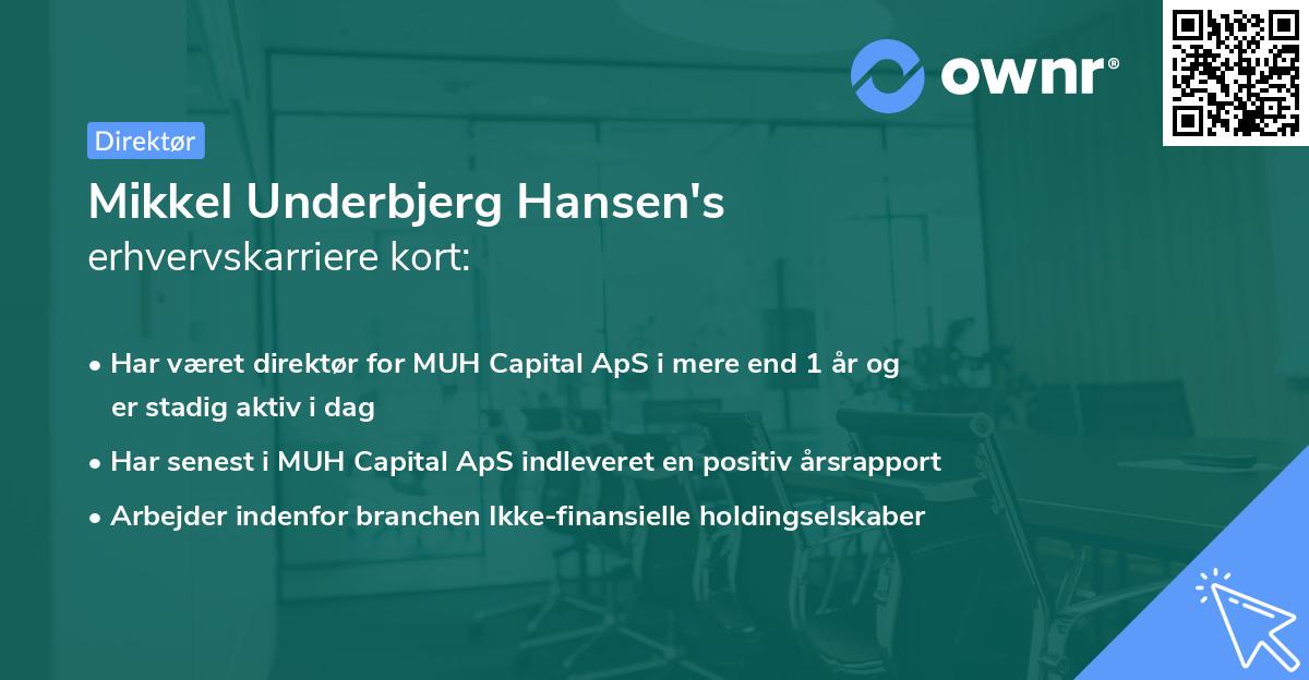 Mikkel Underbjerg Hansen's erhvervskarriere kort