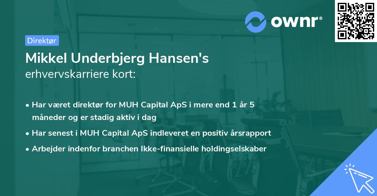 Mikkel Underbjerg Hansen's erhvervskarriere kort