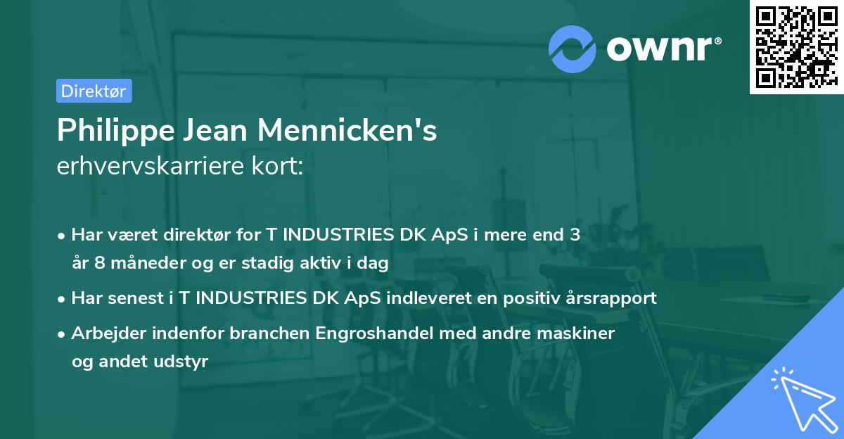 Philippe Jean Mennicken's erhvervskarriere kort