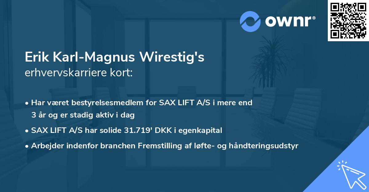 Erik Karl-Magnus Wirestig's erhvervskarriere kort