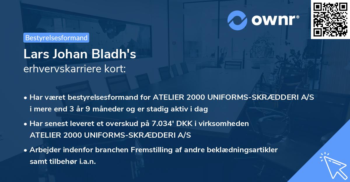 Lars Johan Bladh's erhvervskarriere kort