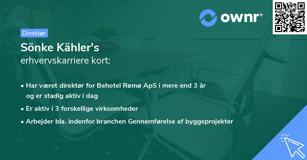 Sönke Kähler's erhvervskarriere kort