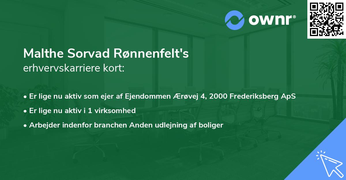 Malthe Sorvad Rønnenfelt's erhvervskarriere kort