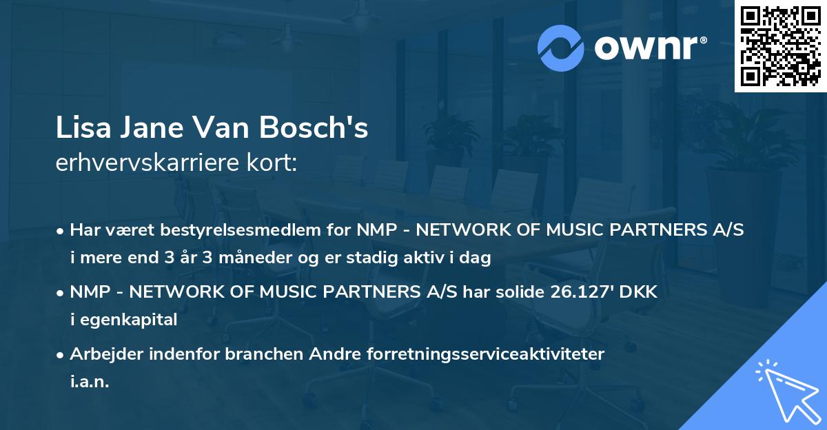 Lisa Jane Van Bosch's erhvervskarriere kort