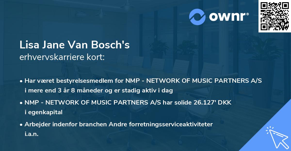 Lisa Jane Van Bosch's erhvervskarriere kort