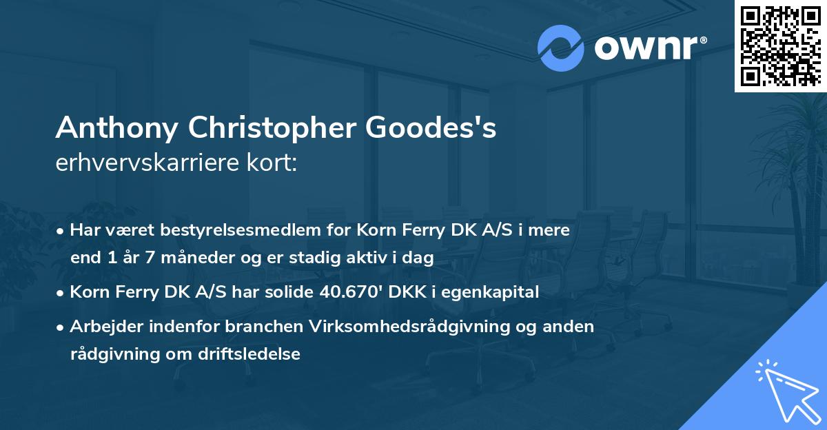 Anthony Christopher Goodes's erhvervskarriere kort