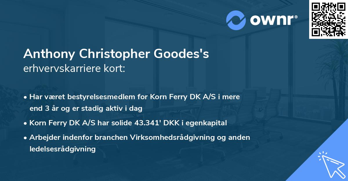 Anthony Christopher Goodes's erhvervskarriere kort