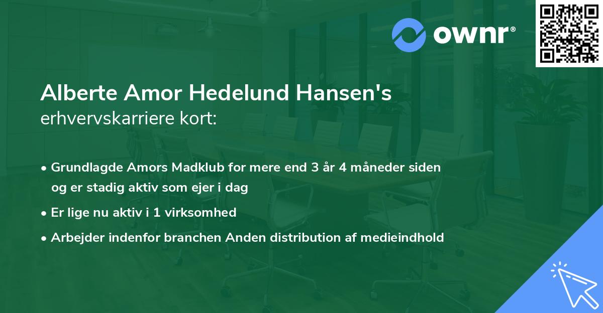 Alberte Amor Hedelund Hansen's erhvervskarriere kort