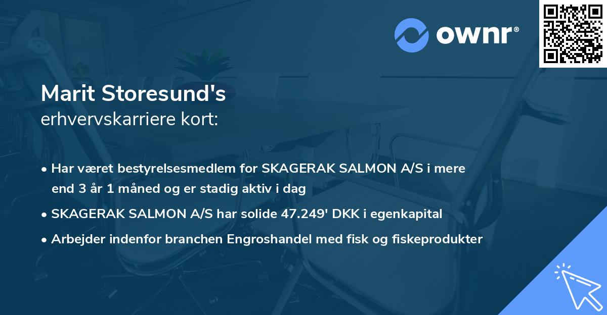 Marit Storesund's erhvervskarriere kort