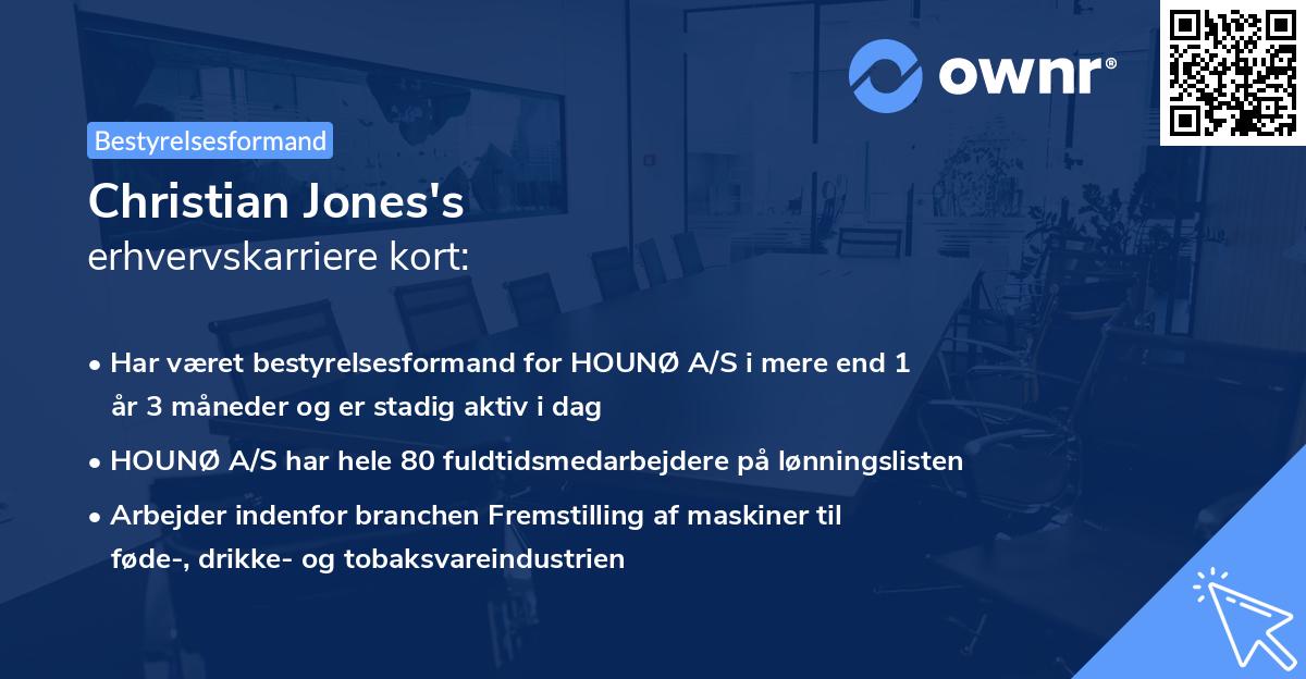 Christian Jones's erhvervskarriere kort