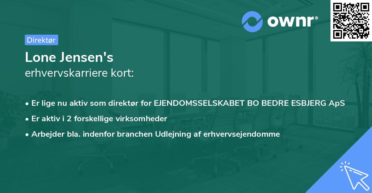 Lone Jensen's erhvervskarriere kort