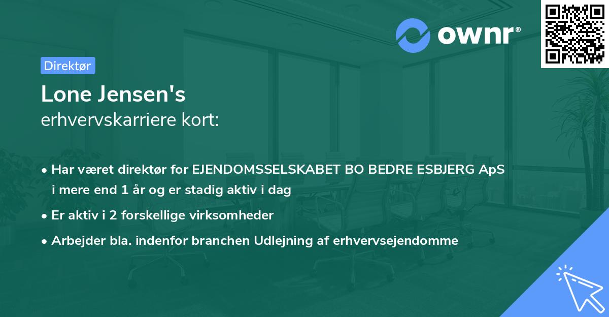 Lone Jensen's erhvervskarriere kort