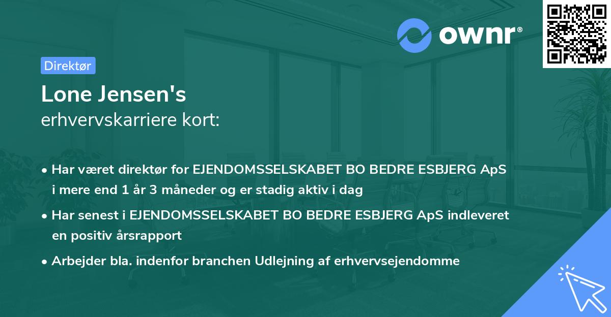 Lone Jensen's erhvervskarriere kort