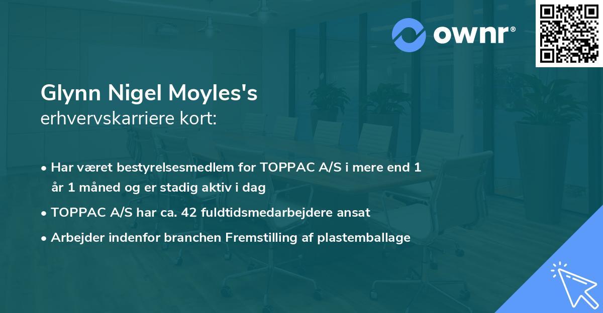 Glynn Nigel Moyles's erhvervskarriere kort