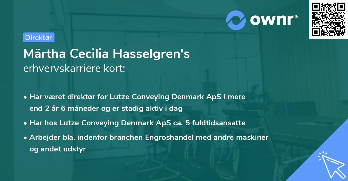 Märtha Cecilia Hasselgren's erhvervskarriere kort