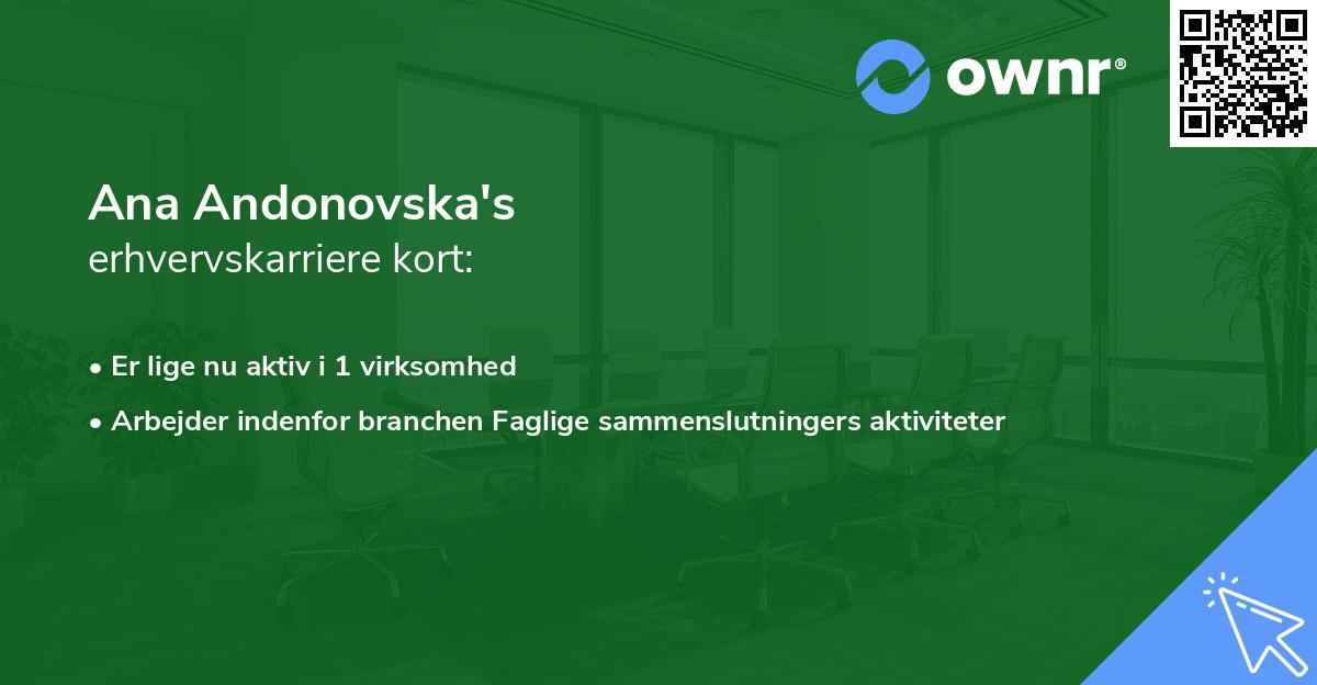 Ana Andonovska's erhvervskarriere kort