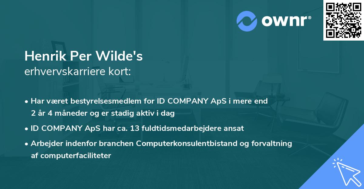 Henrik Per Wilde's erhvervskarriere kort