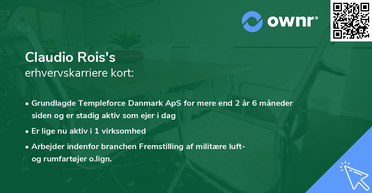 Claudio Rois's erhvervskarriere kort
