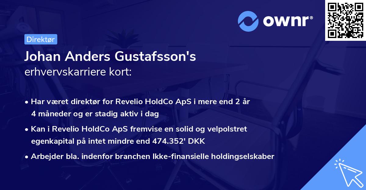Johan Anders Gustafsson's erhvervskarriere kort
