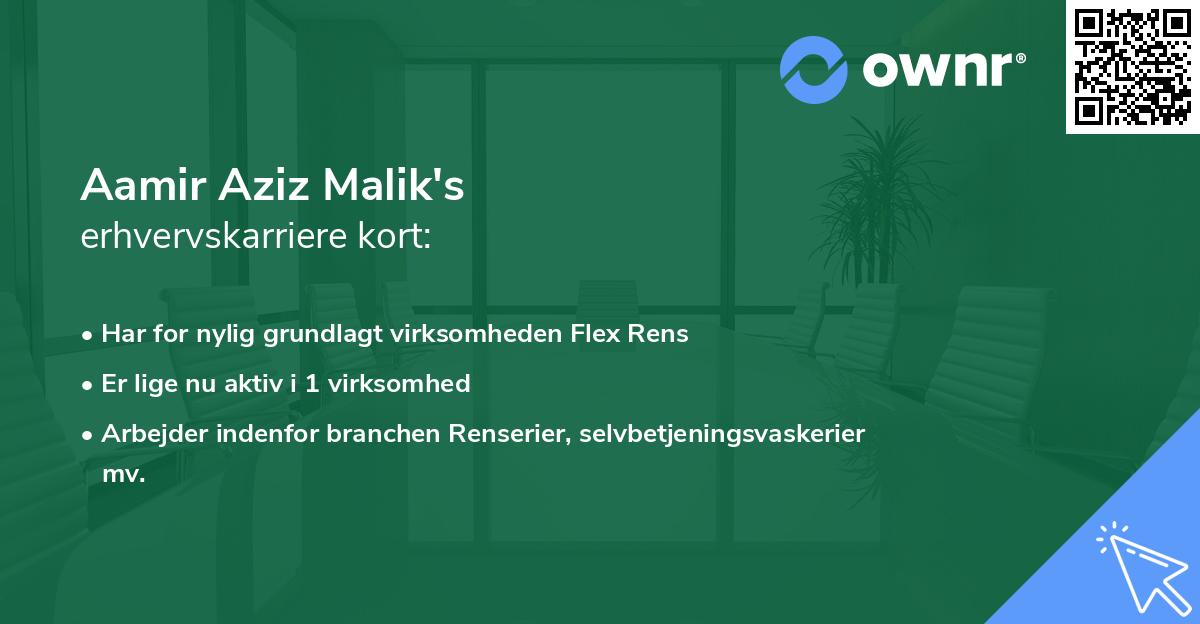 Aamir Aziz Malik's erhvervskarriere kort