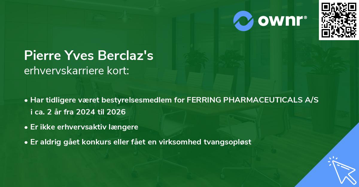 Pierre Yves Berclaz's erhvervskarriere kort