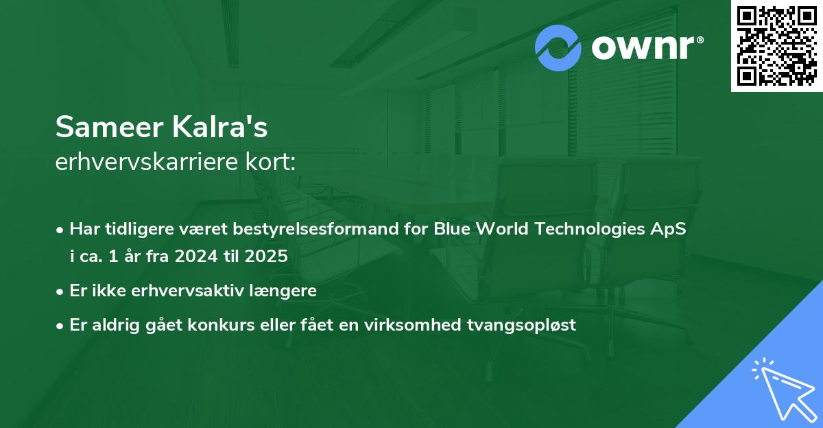 Sameer Kalra's erhvervskarriere kort