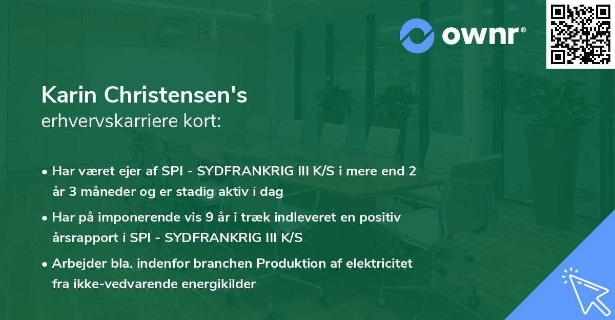 Karin Christensen's erhvervskarriere kort