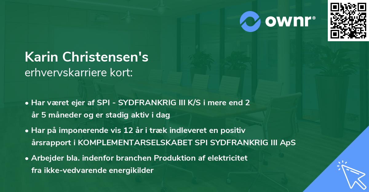 Karin Christensen's erhvervskarriere kort
