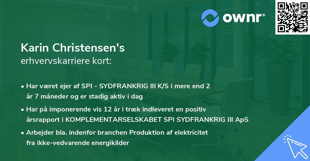 Karin Christensen's erhvervskarriere kort