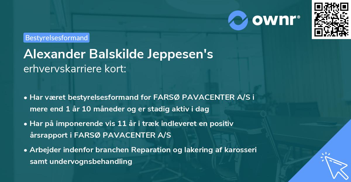 Alexander Balskilde Jeppesen's erhvervskarriere kort