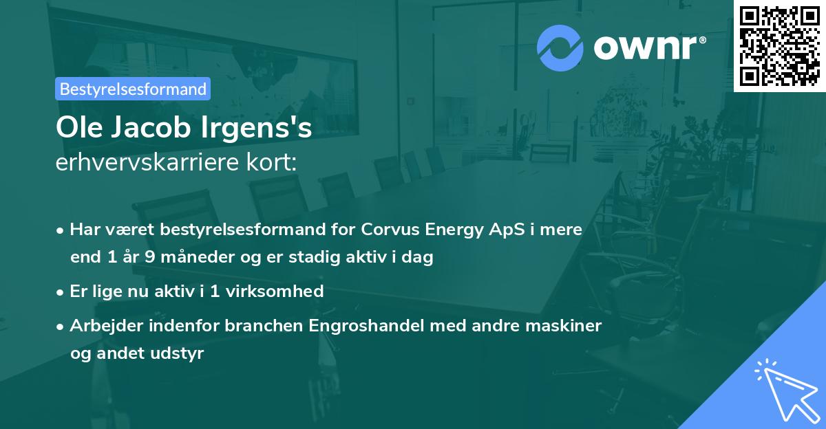 Ole Jacob Irgens's erhvervskarriere kort