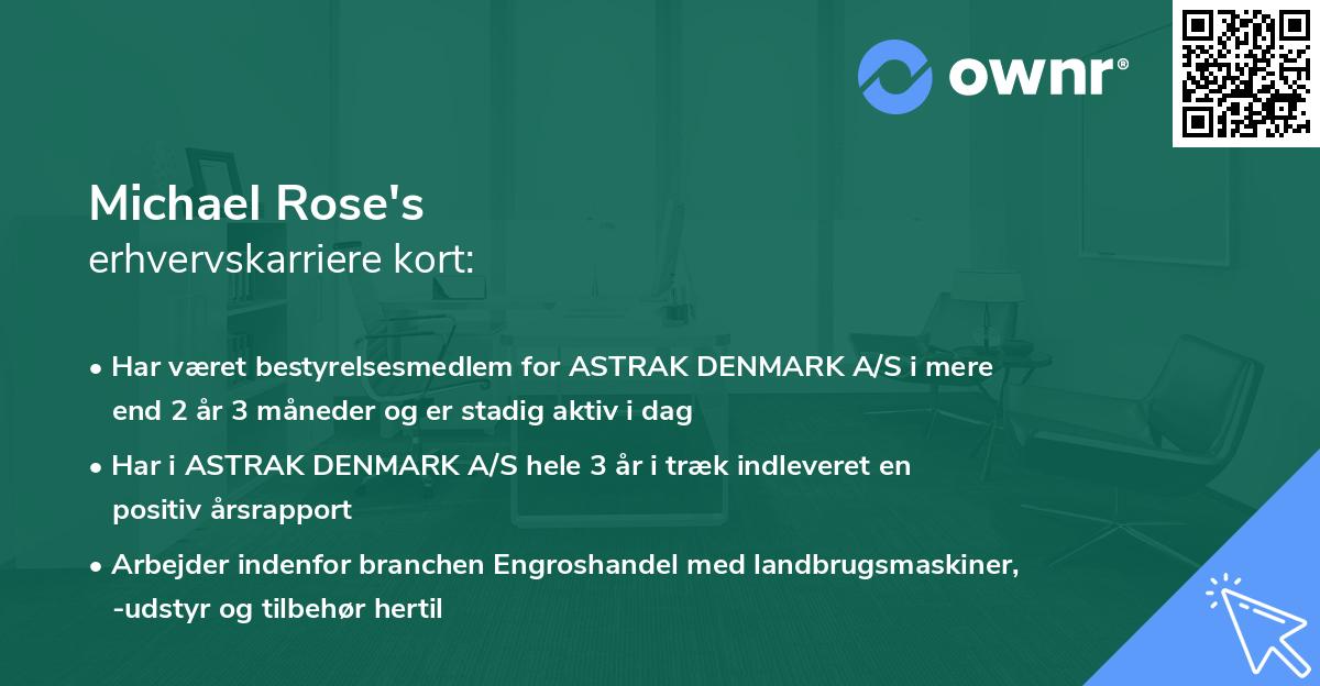 Michael Rose's erhvervskarriere kort