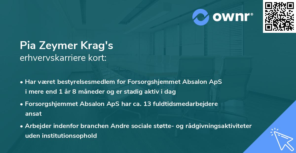 Pia Zeymer Krag's erhvervskarriere kort