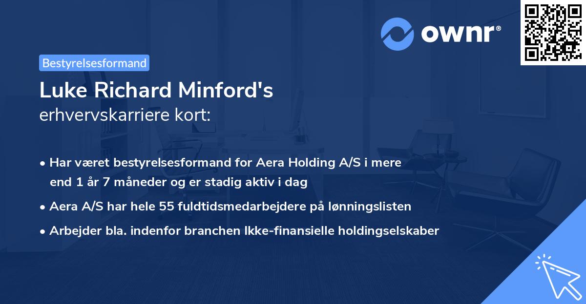 Luke Richard Minford's erhvervskarriere kort